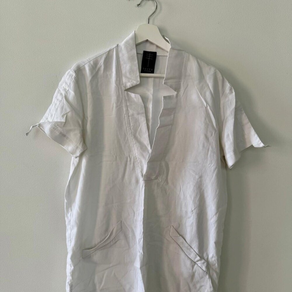 Orttu White Linen Shirt - Men's Size S, Minimalist Resort Wear, 100% Linen